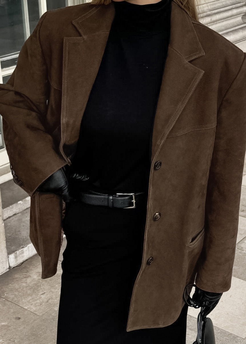 Drune | Samt Wildlederjacke mit Retro-Revers