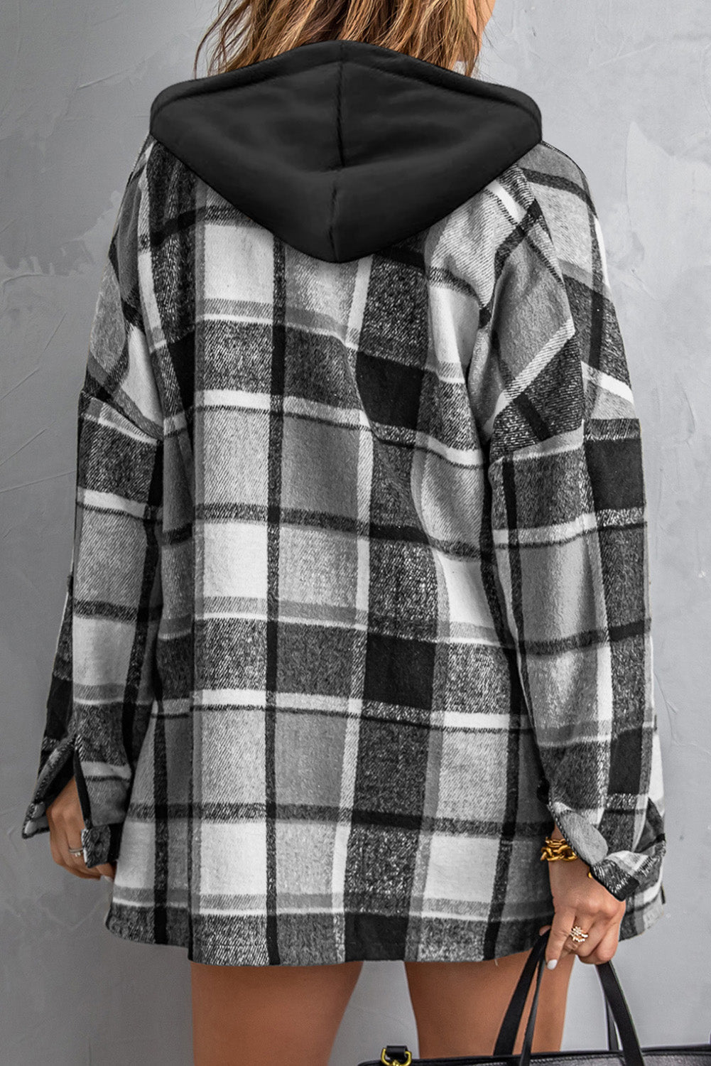 Drune | Gitterhemdenjacke mit Kapuze Polyester Lässig und Trendy