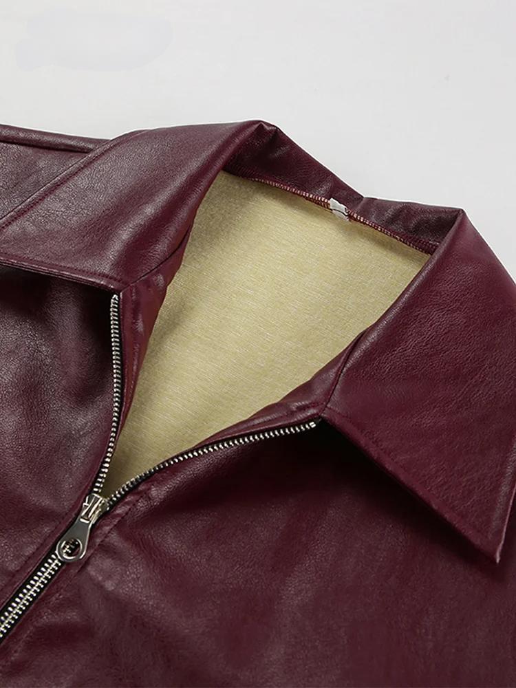 Drune | Kunstlederjacke mit stilvollem Reverskragen und Reißverschlussdetail