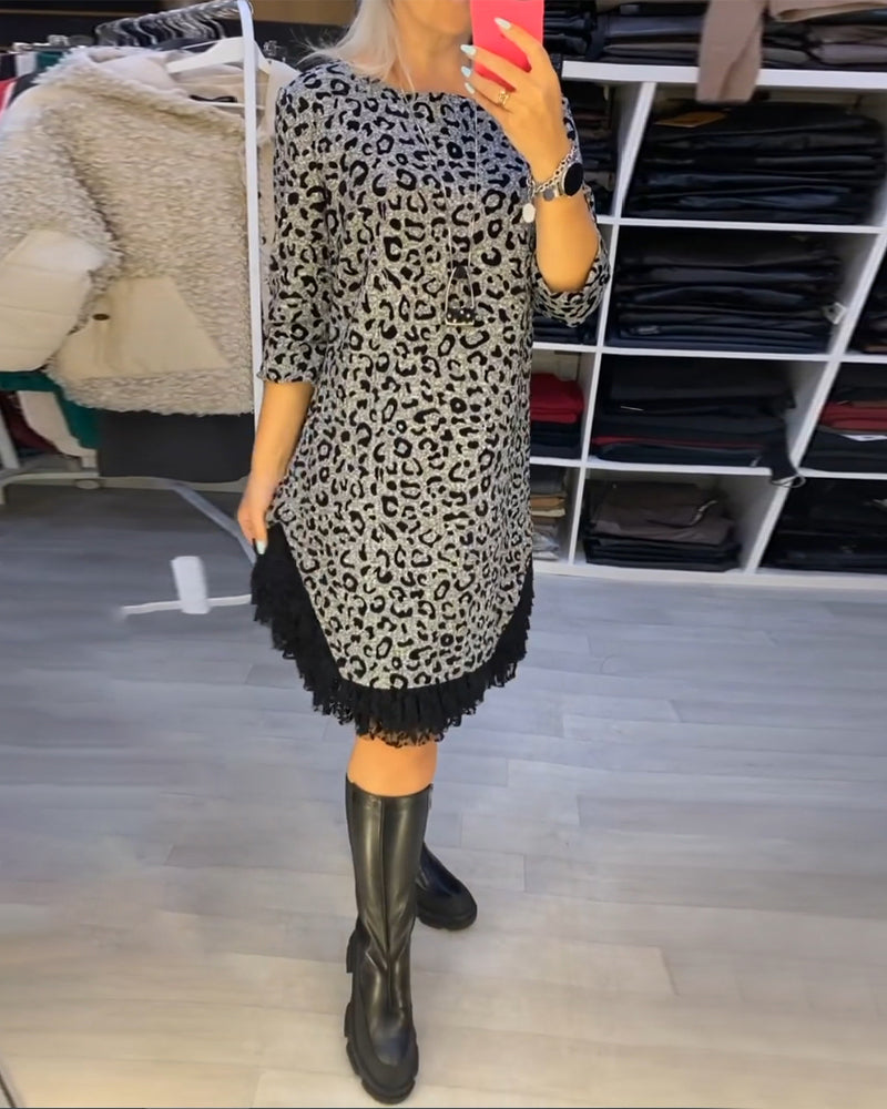 Drune | Stilvolles Kleid mit Leopardenmuster