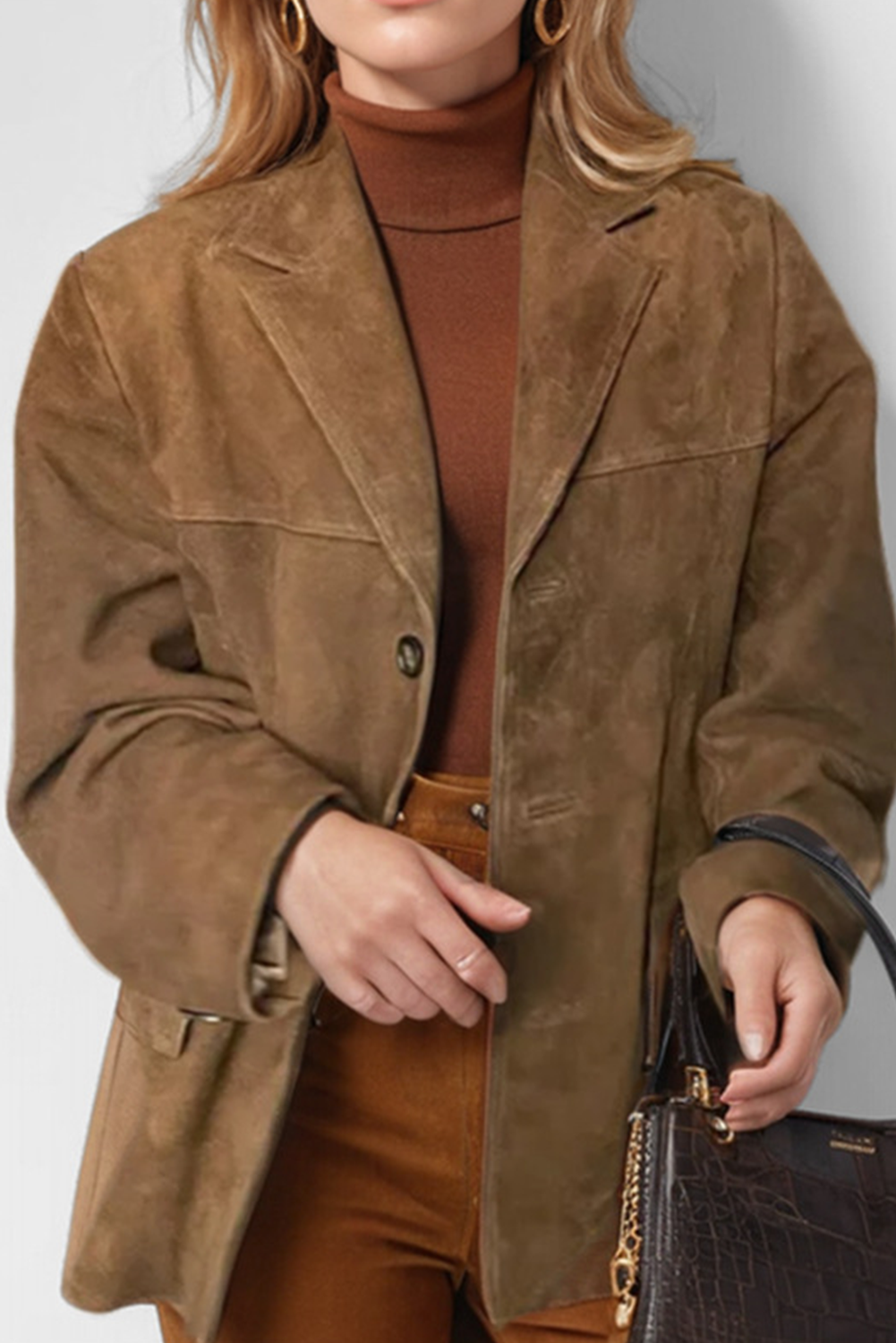 Drune - Vintage Kaffee-Jacke Mit Kapuzen-Taschen Und Knöpfen