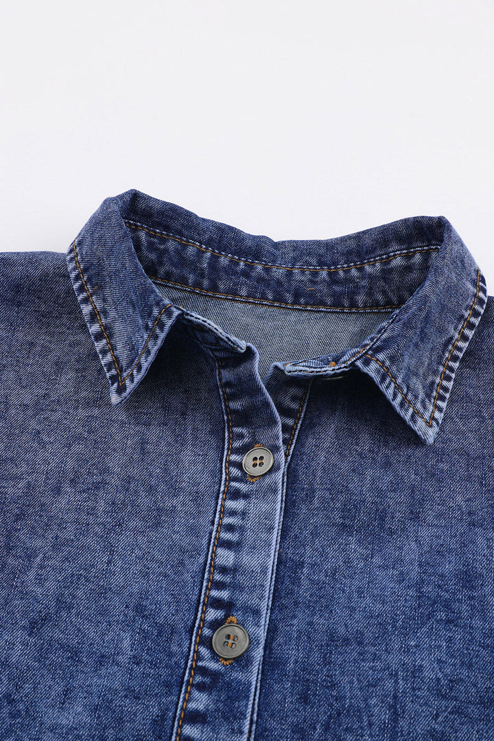 Drune | Denim-bluse mit Puffärmeln Baumwolle Klassischer und Eleganter Stil
