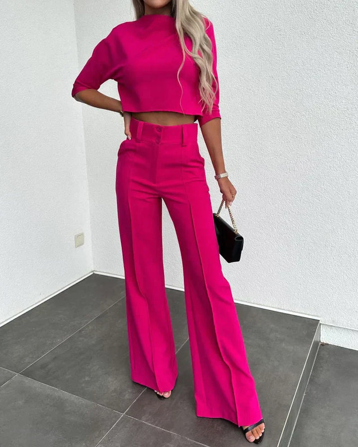Drune | Set mit Jacke und hoch taillierter gerader Hose für Damen | Stilvolles und komfortables Outfit