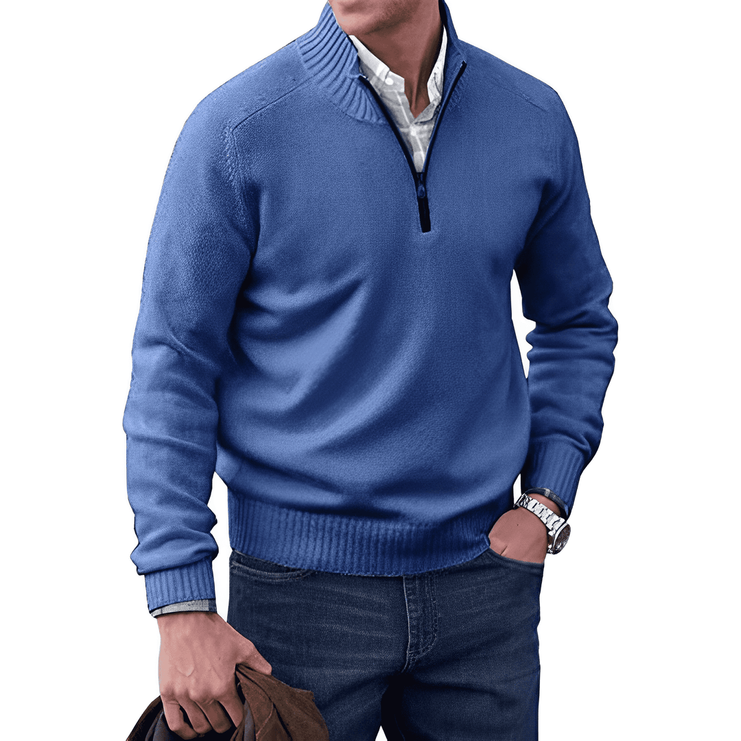 Drune | Klassischer Halb-zip Pullover Für Männer Baumwolle Komfortabel und Warm