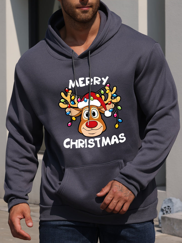 Drune | Weihnachtskapuzenpullover mit Rentierdruck Polyester Frohe Weihnachten Design