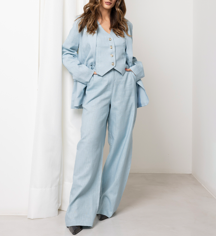 Drune | Blauer Damenblazer mit Hose und Weste