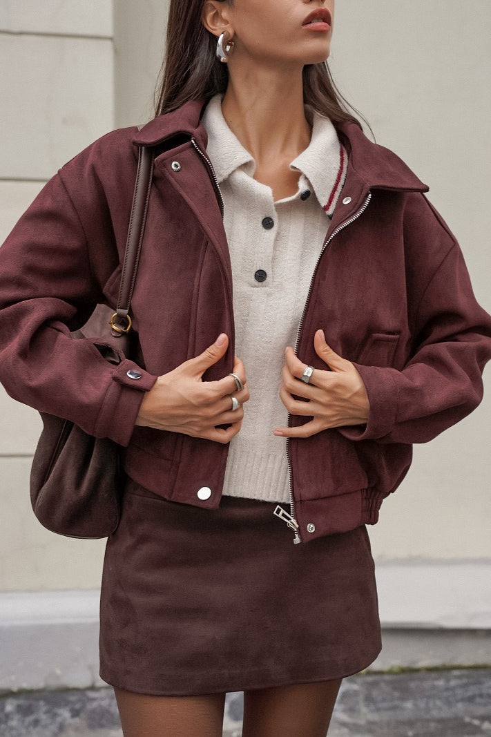 Drune | Fit Rot-Braune Wildlederjacke