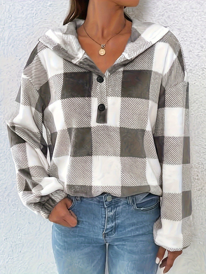 Drune | Flannel Karierter Hoodie Baumwolle und Polyester Trendig und Komfortabel