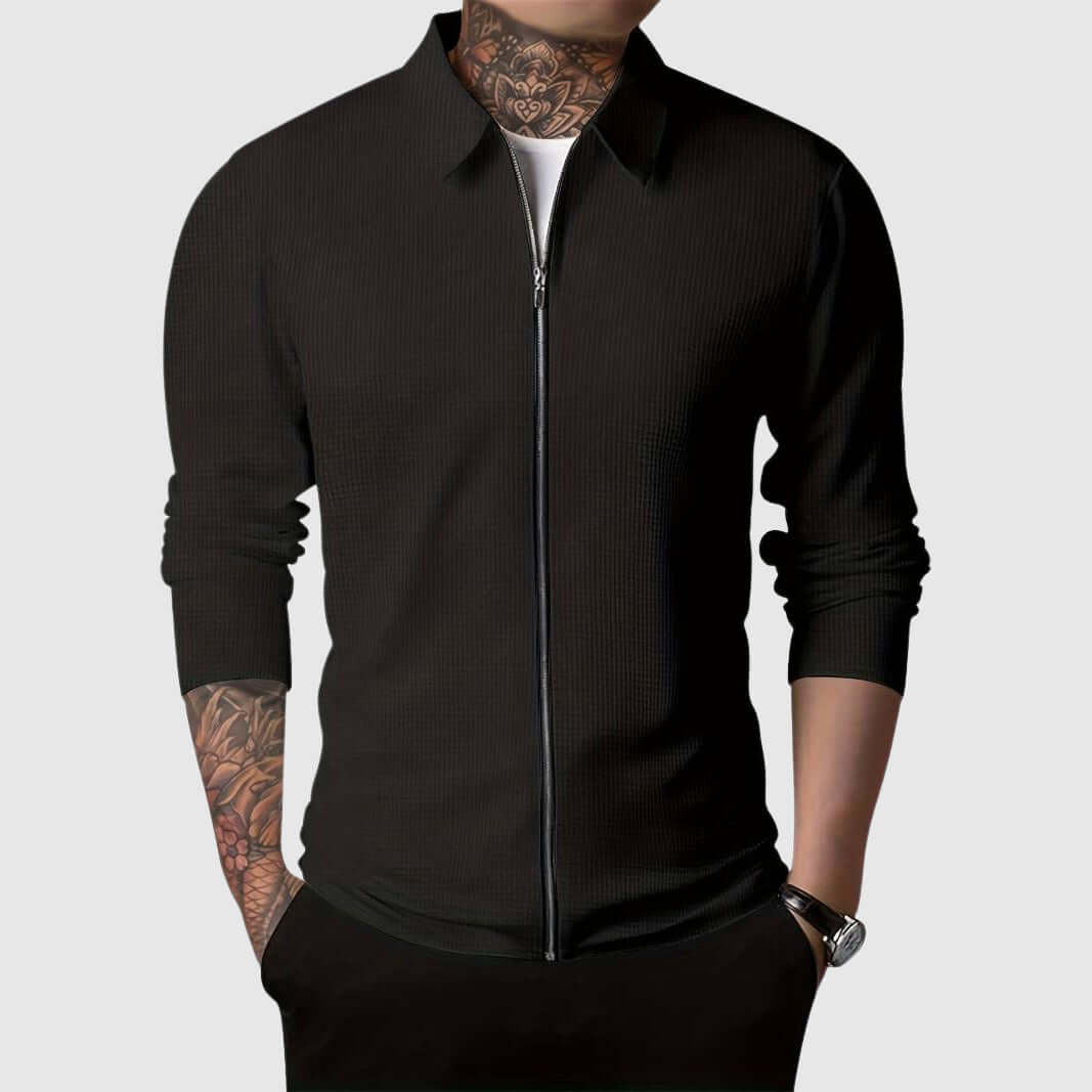 Drune | Herren Waffelstrick Zip-Up Jacke