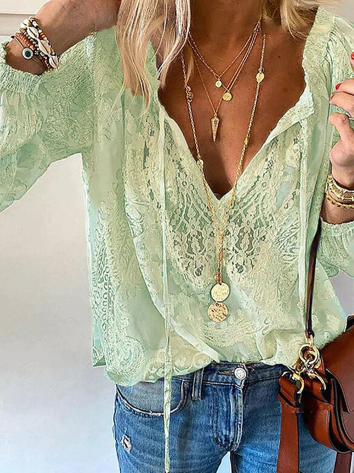 Drune | Exklusive Bluse mit Spitzenverzierungen