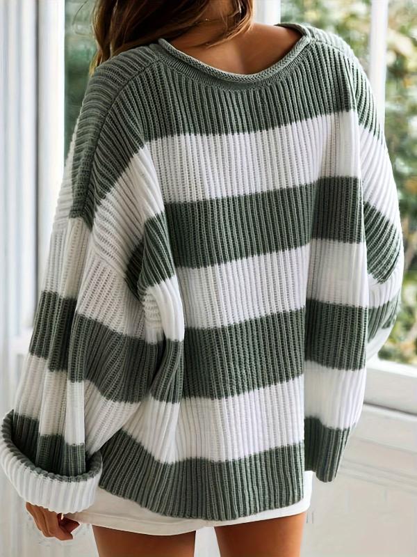 Drune | Strickpullover mit Streifen Lockerer Sitz Lässig und Komfortabel