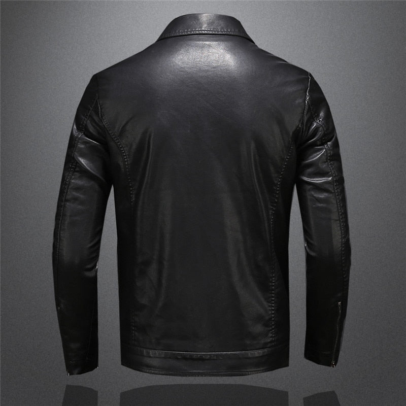Drune | Schwarze Motorradlederjacke Pu-leder Robust und Stilvoll