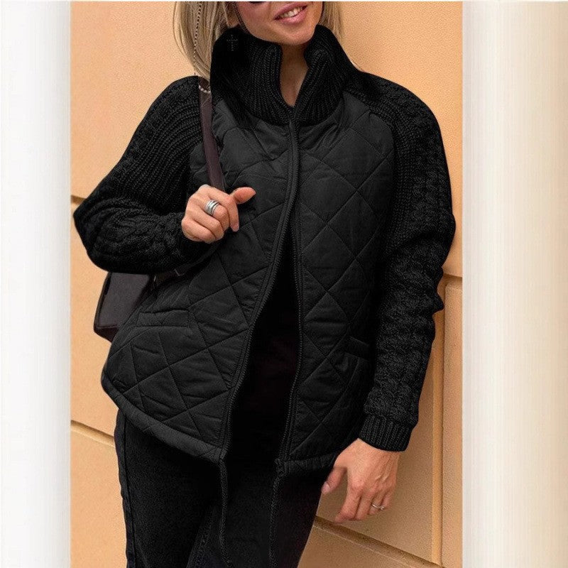 Drune | Cozy quilted jacket with knitted sleeves for women