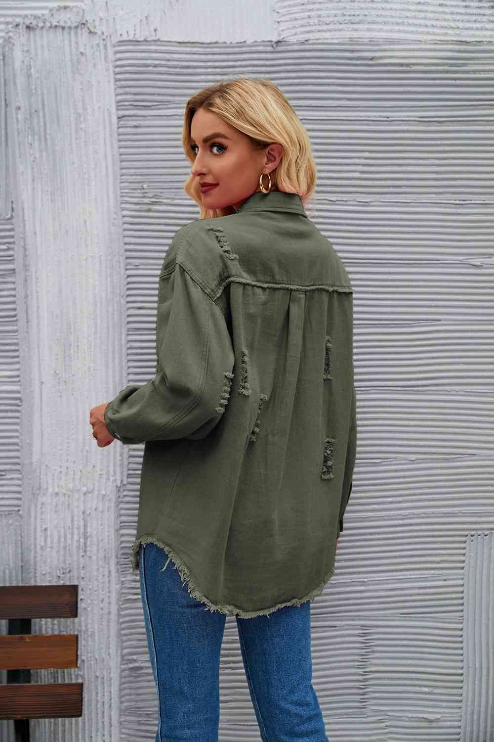 Drune | Zerrissene Rohsaum-Denimjacke