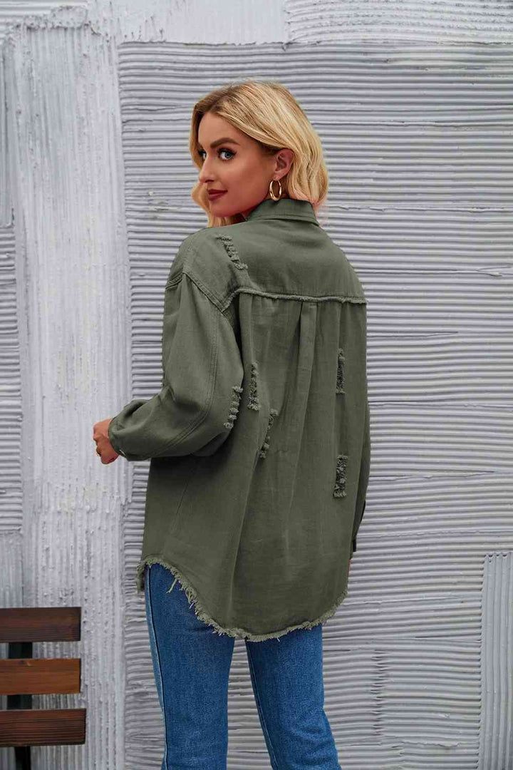 Drune | Zerrissene Rohsaum-Denimjacke