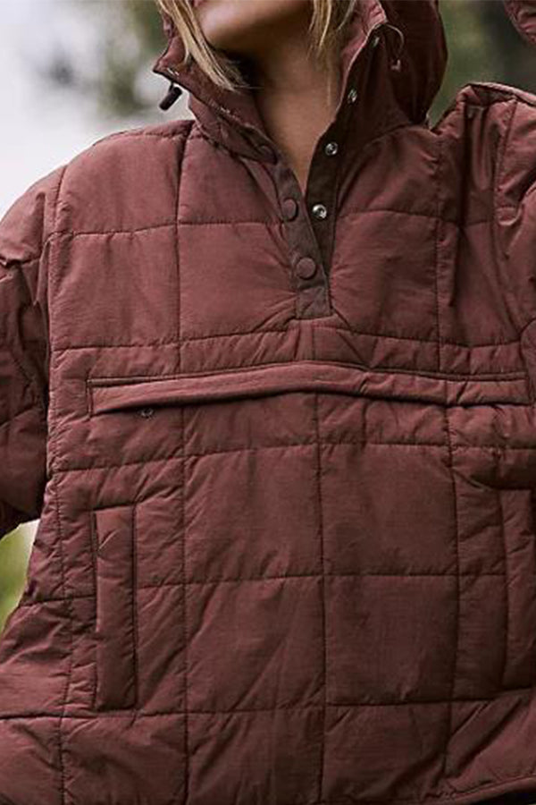 Drune | Farbe Kapuzenjacke Gepolstert Faltbare Gepolsterte Pullover Tasche Langarmjacke