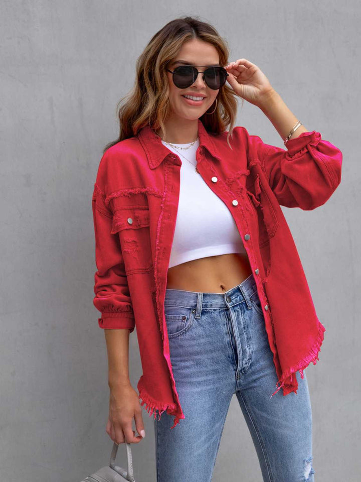 Drune | Distressed Drop Shoulder Denimjacke