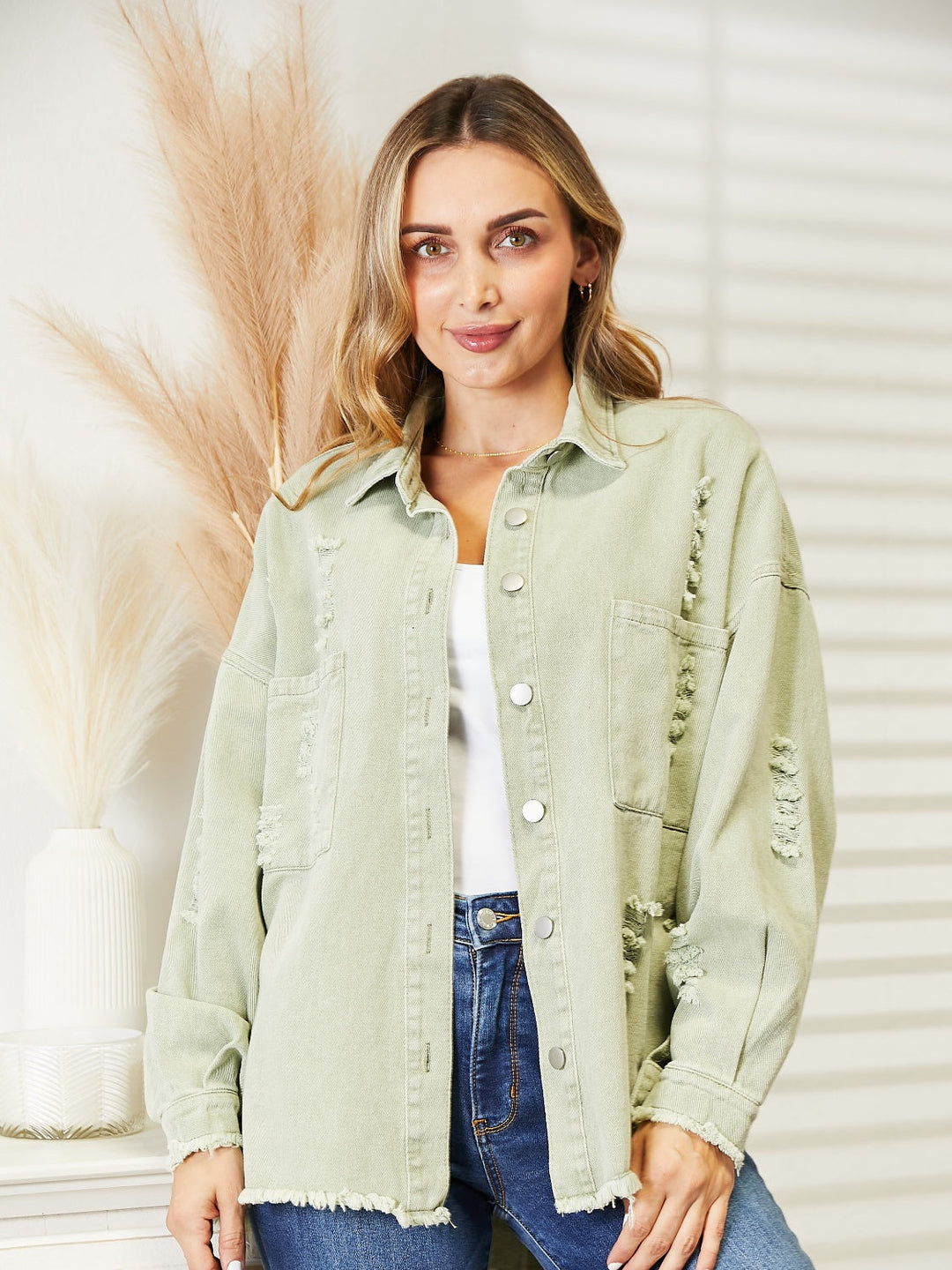 Drune | Zerrissene Rohsaum-Denimjacke