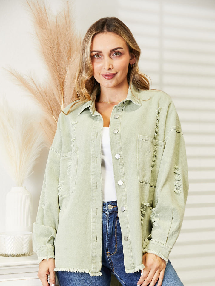 Drune | Zerrissene Rohsaum-Denimjacke