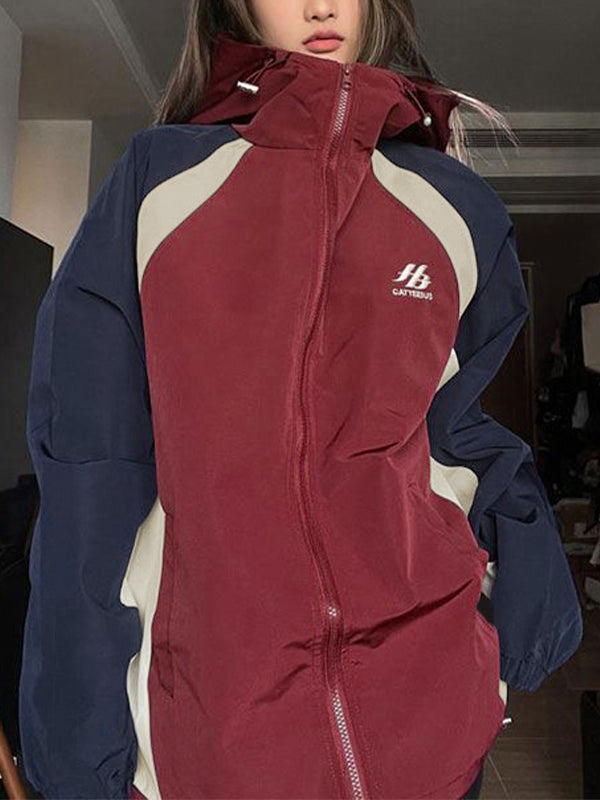 Drune | Rote und Blaue Outdoor Block Splice Jacke