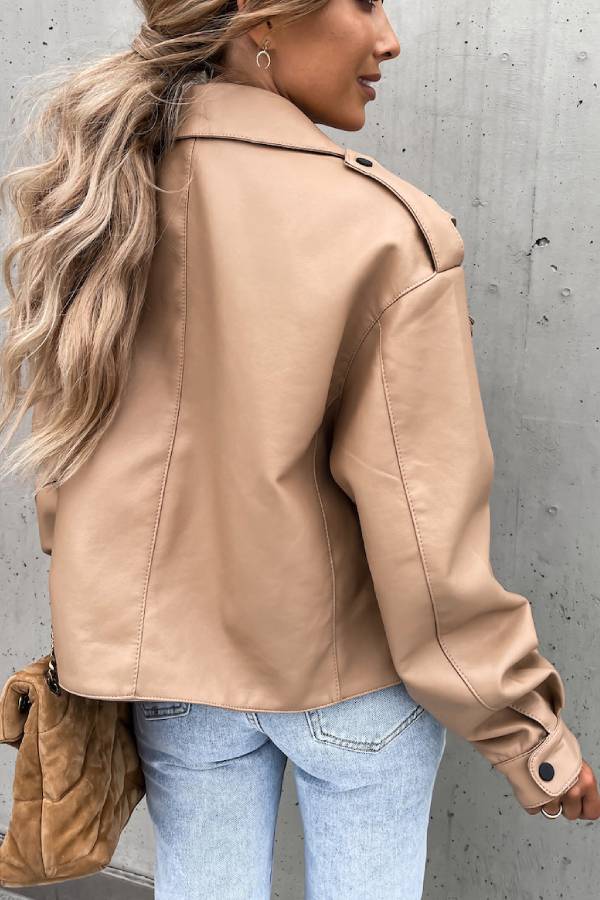 Drune | Leder Revers Taschen Britischer Stil Kurzjacke