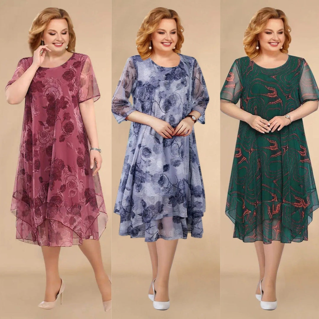 Drune - Florales Chiffonkleid Luftig Fließende Passform