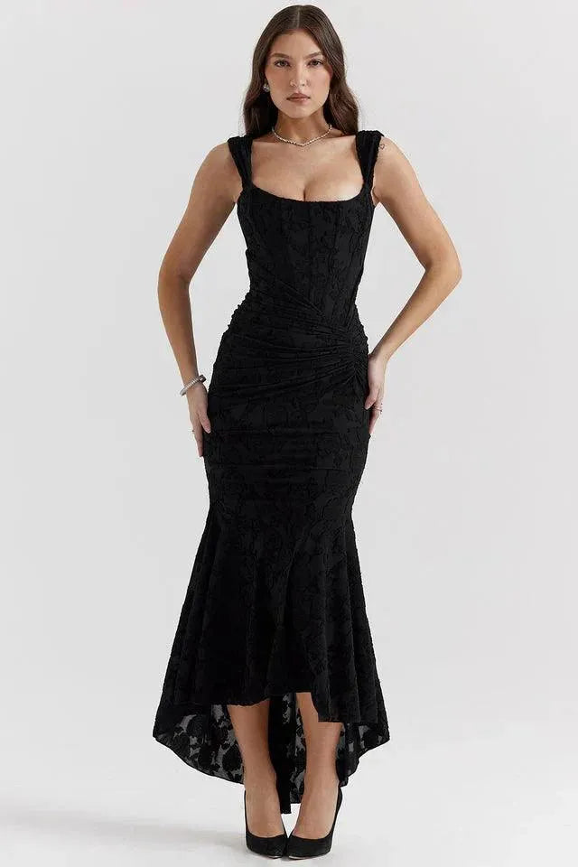 Drune | Kleid Vintage Blumenmuster Interne Stäbchen und Falten Perfekt für Besondere Anlässe