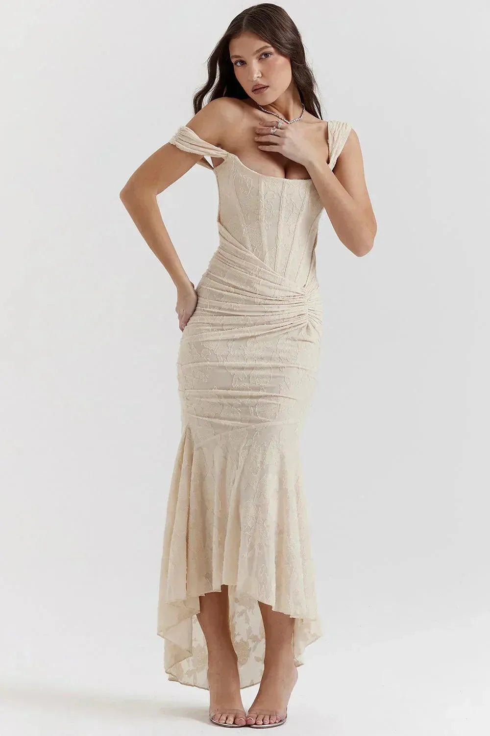 Drune | Kleid Vintage Blumenmuster Interne Stäbchen und Falten Perfekt für Besondere Anlässe