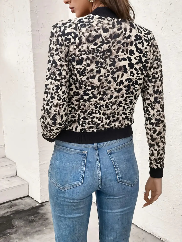 Drune | Zip-Jacke Leopardenmuster Urbaner Stil Kurze und dynamische Passform