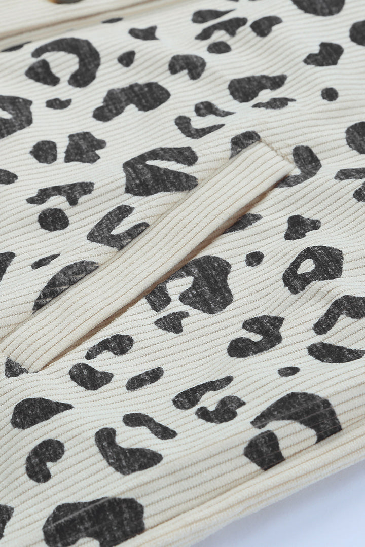Drune | Double Take Leopard Print Pocketed Cord-Jacke