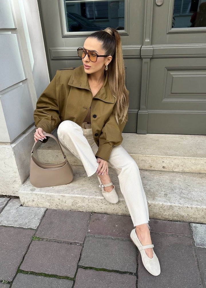 Drune | Knopfjacke mit Schulterklappen – Khaki