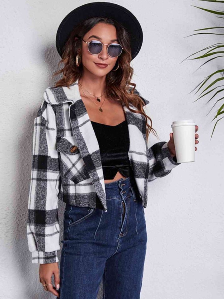 Drune | Karierter Knopf-Front-Jacke mit Taschen