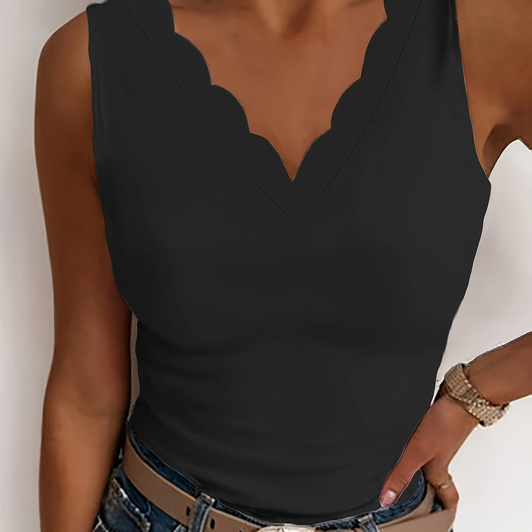 Drune | Tank Top mit V-Ausschnitt und Wellenschliff Stilvoll und Bequem für Den Sommer