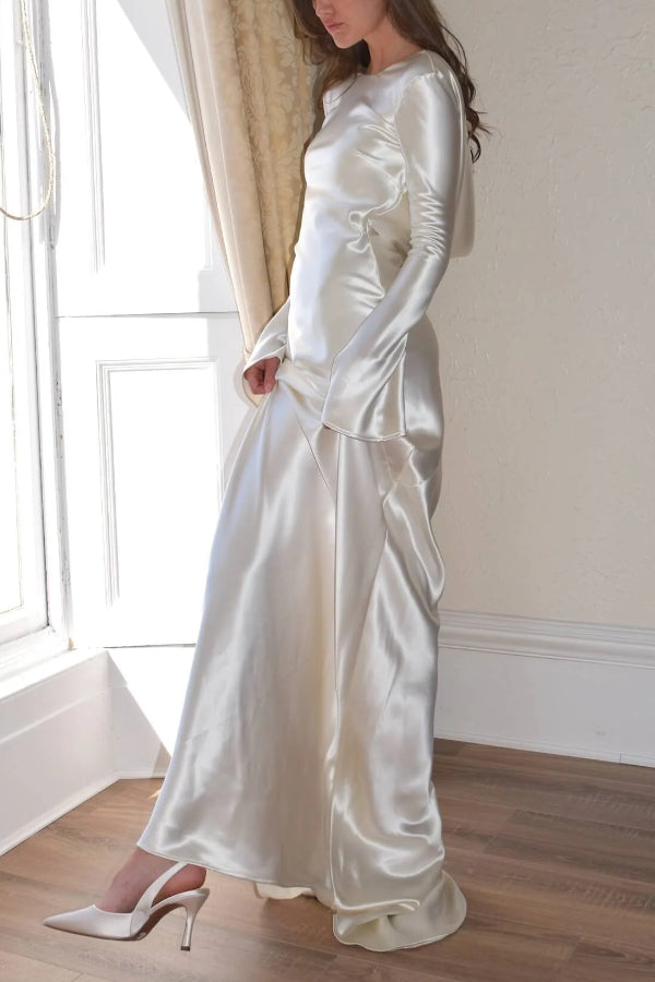 Drune | Pearl Eden Satin Rückwärtig Offene Cowl Neck Gown Maxi Kleid
