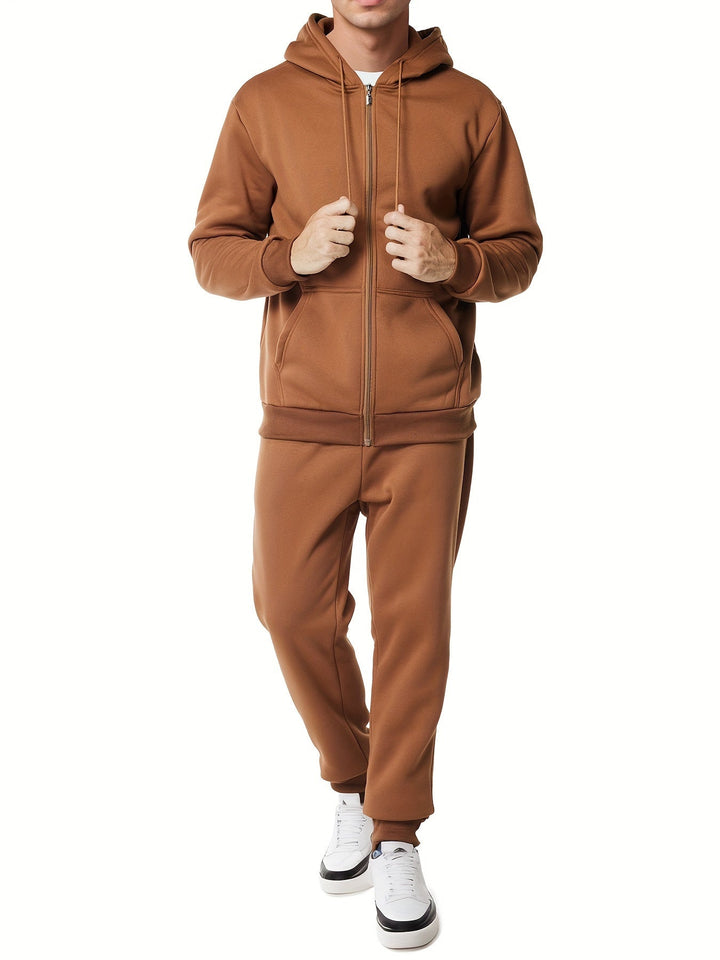 Drune | Unifarbener Kapuzenpullover-Trainingsanzug mit Hose für Herren - Perfekt für Casual Days