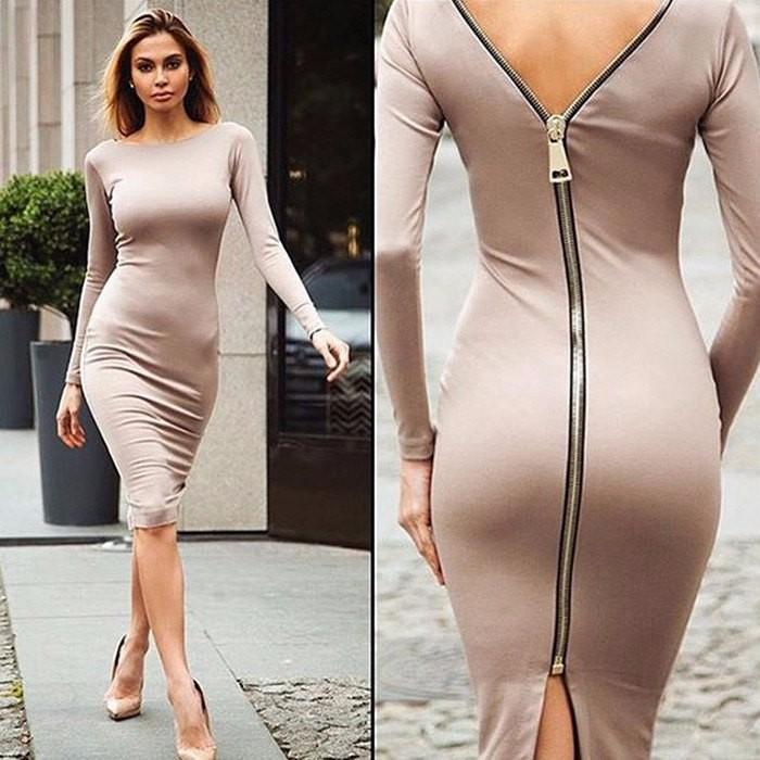 Drune | Langarmkleid mit Reißverschluss hinten
