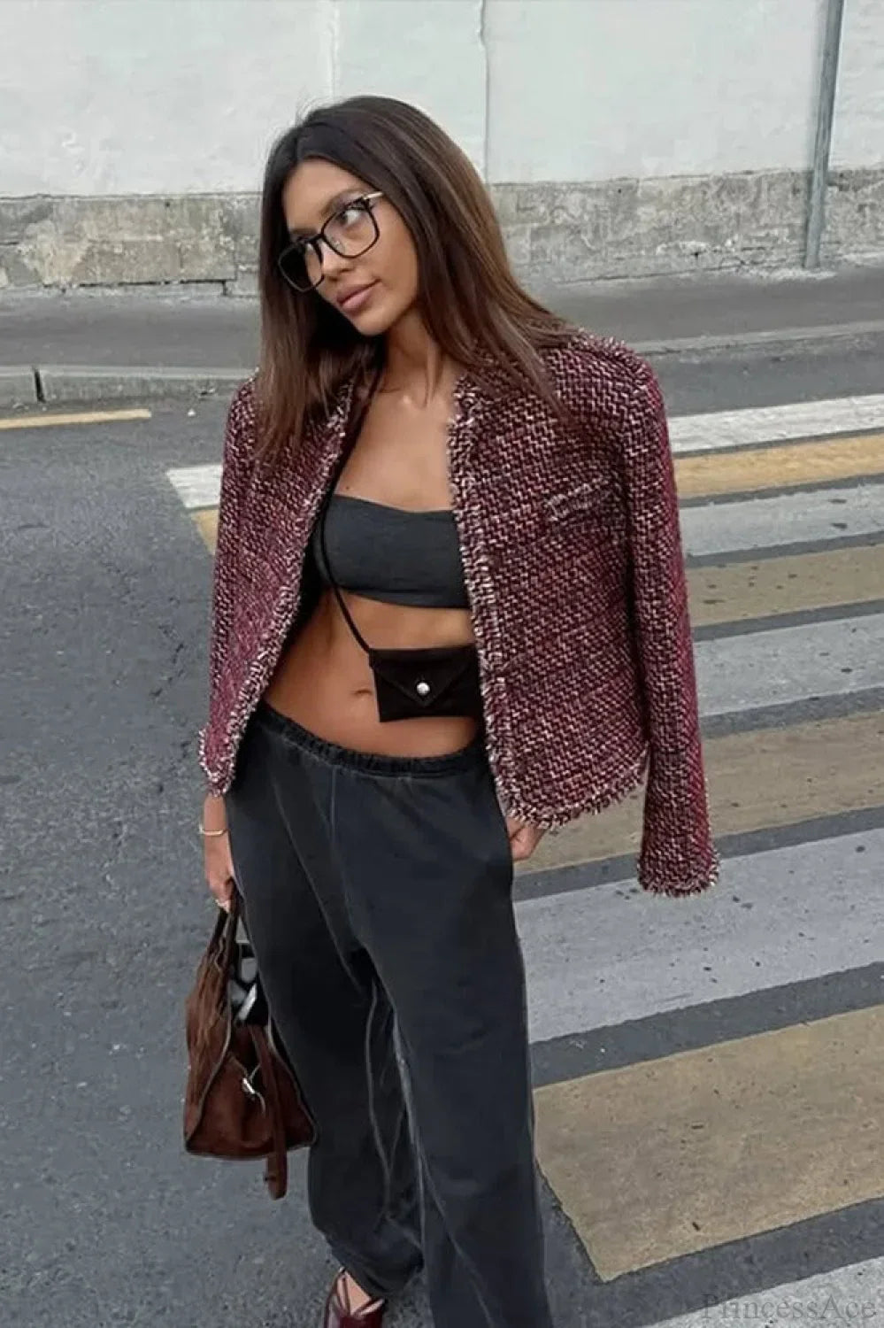 Drune | Stil Tweed Eleganter Gekürzter Blazer