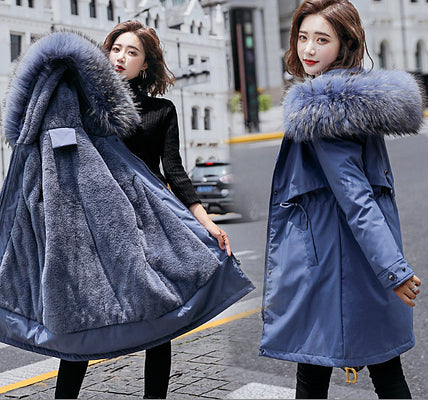 Damen Winterparka mit abnehmbarer Kapuze und Kunstfellbesatz Drune