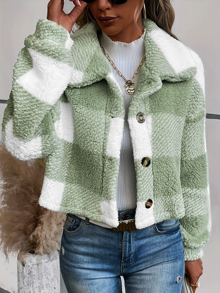 Drune | Karierter Teddy-Mantel mit Knopfverschluss