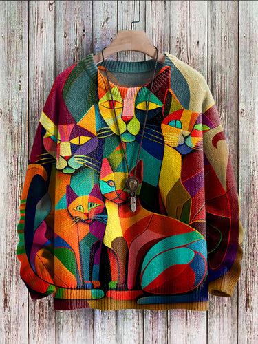 Drune | Fröhlicher Katzenprint-Pullover für Frauen