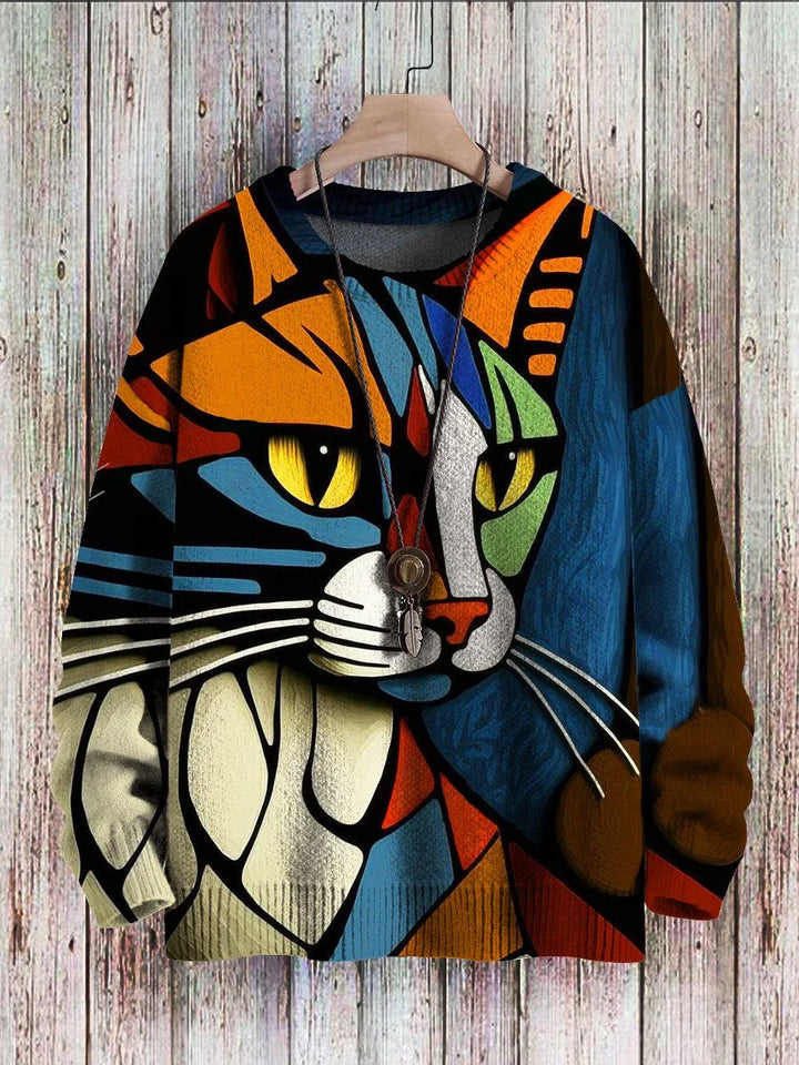 Drune | Fröhlicher Katzenprint-Pullover für Frauen