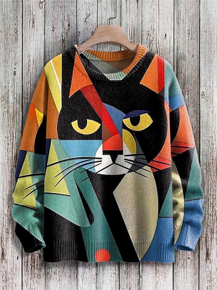 Drune | Fröhlicher Katzenprint-Pullover für Frauen