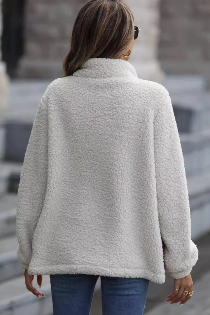 Drune | Sherpa-Jacke mit Stehkragen und Reißverschluss mit Leopardenmuster