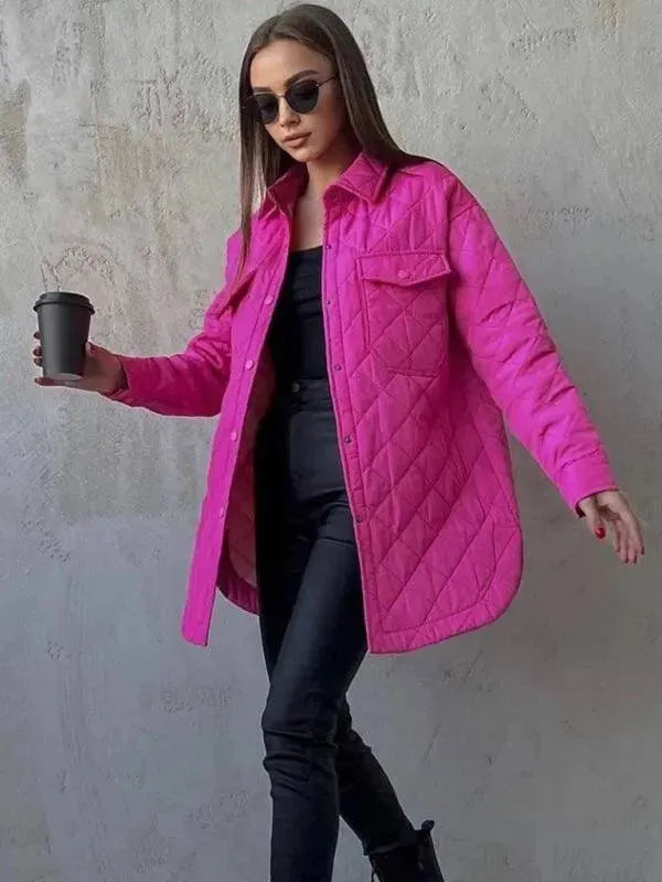 Drune | Schickes lockeres Damen-Stepphemdjacke
