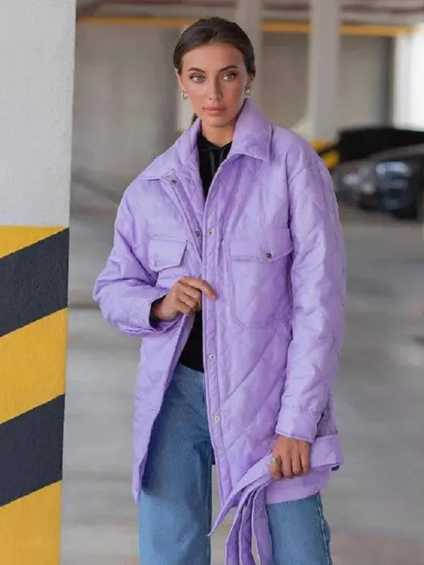Drune | Schickes lockeres Damen-Stepphemdjacke