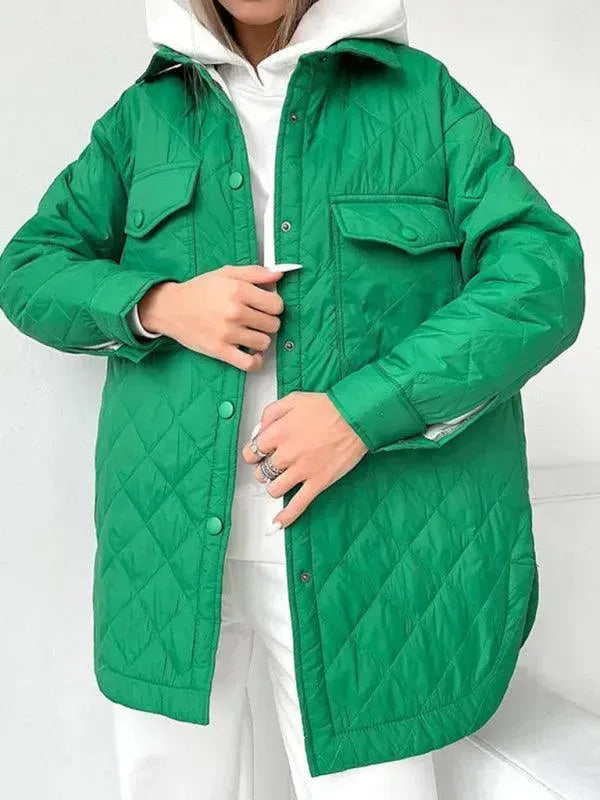 Drune | Schickes lockeres Damen-Stepphemdjacke
