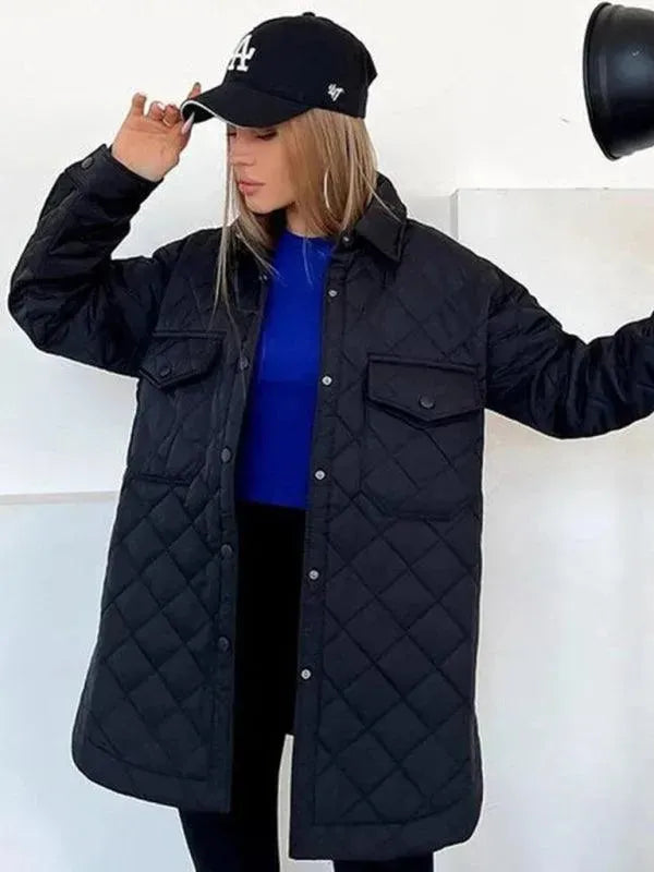 Drune | Schickes lockeres Damen-Stepphemdjacke