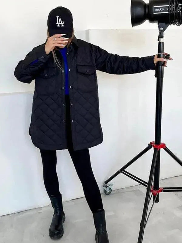 Drune | Schickes lockeres Damen-Stepphemdjacke