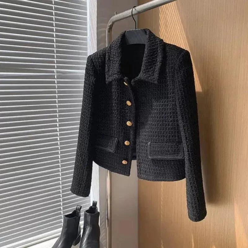 Drune | Chic Vintage Cropped Tweed Jacke Frauen