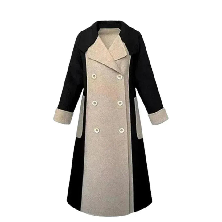 Drune | Stilvolle Damen Woll Patchwork Trenchmantel